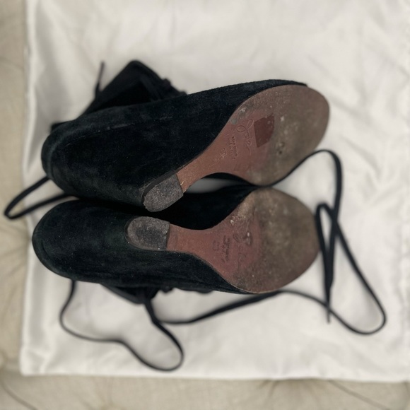 Joie Suede Tie Up Ankle Wedge Booties Size 36 - Picture 3 of 3